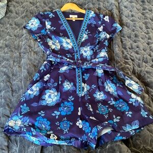 Adrianna Papell blue floral romper. Like new. Women’s size 10